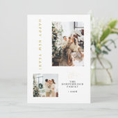 Cartes Pour Fêtes Annuelles Simple Elegant Modern Happy New Year Two Photo (Debout devant)