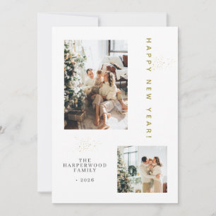 Cartes Pour Fêtes Annuelles Simple Élégant Moderne Bonne Année Deux Photo