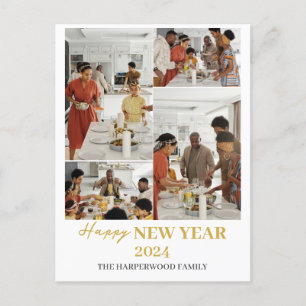 Cartes Pour Fêtes Annuelles Simple Elégant Moderne Joyeux Nouvel An Quatre Pho