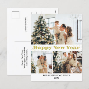 Cartes Pour Fêtes Annuelles Simple Élégant Moderne Joyeux Nouvel An Trois Phot