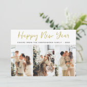 Cartes Pour Fêtes Annuelles Simple Elégant Moderne Joyeux Nouvel An Trois Phot (Debout devant)