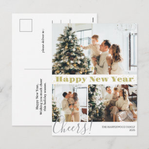 Cartes Pour Fêtes Annuelles Simple Élégant Moderne Joyeux Nouvel An Trois Phot