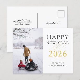 Cartes Pour Fêtes Annuelles Simple Elegant Moderne Joyeux Nouvel An une photo