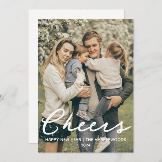 Cartes Pour Fêtes Annuelles Simple Élégant Moderne Joyeux Nouvel An Une photo (Devant / Derrière)