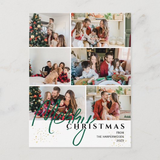 Cartes Pour Fêtes Annuelles Simple élégant moderne Script 6 photo Noël (Devant)