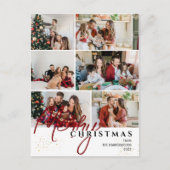 Cartes Pour Fêtes Annuelles Simple élégant moderne Script 6 photo Noël (Devant)
