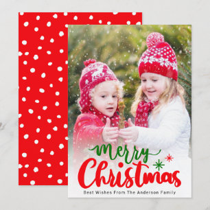 Cartes Pour Fêtes Annuelles Simple Élégant Modifiable Couleur Photo de Noël