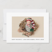 Cartes Pour Fêtes Annuelles Simple Elegant Natural New Baby Photo Holiday Card (Devant)