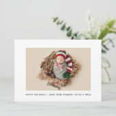 Cartes Pour Fêtes Annuelles Simple Elegant Natural New Baby Photo Holiday Card (Debout devant)