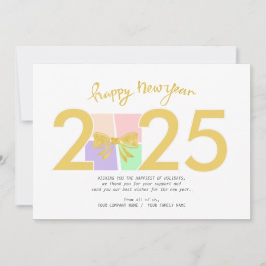 Cartes Pour Fêtes Annuelles Simple élégant Noël Nouvel An Boîte Cadeau Bow (Devant)