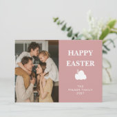 Cartes Pour Fêtes Annuelles Simple Élégant Œuf Joyeuses Pâques Photo de Famill (Debout devant)