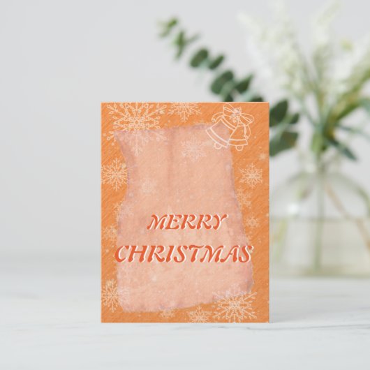 Cartes Pour Fêtes Annuelles Simple Elegant Orange Bell Snowflake Noël (Debout devant)