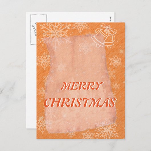 Cartes Pour Fêtes Annuelles Simple Elegant Orange Bell Snowflake Noël (Devant / Derrière)