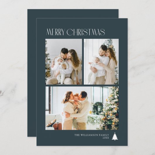 Cartes Pour Fêtes Annuelles Simple elegant photo collage christmas (Devant / Derrière)