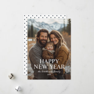Cartes Pour Fêtes Annuelles Simple Élégant Script Bonne Année Photo