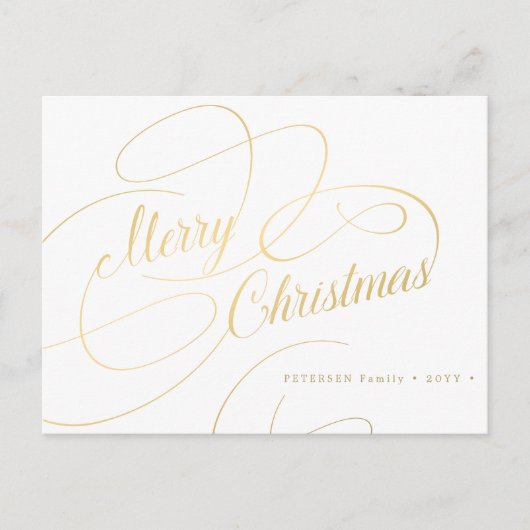 Cartes Pour Fêtes Annuelles Simple élégant script or Joyeux Noël (Devant)