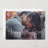 Cartes Pour Fêtes Annuelles Simple Elégant Script Photo Bonne Année (Devant / Derrière)