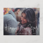 Cartes Pour Fêtes Annuelles Simple Elegant Script Photo Nouveau An Moderne (Devant)