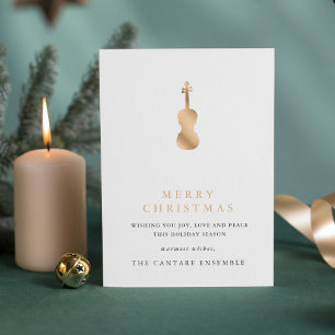 Cartes Pour Fêtes Annuelles Simple Élégant Violon Musical Noël Fêtes