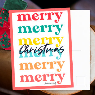 Cartes Pour Fêtes Annuelles Simple élégante couleur rouge blanc Joyeux Noël