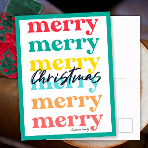 Cartes Pour Fêtes Annuelles Simple élégante couleur vert Joyeux Noël