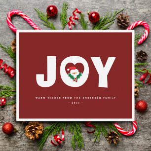 Cartes Pour Fêtes Annuelles Simple élégante Cute Père Noël Christmas Joy