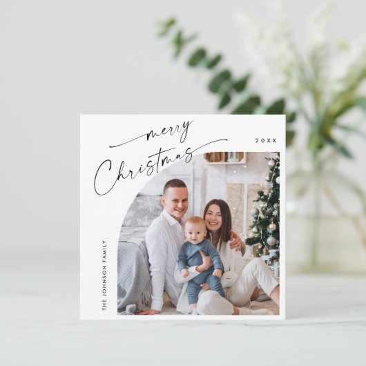 Cartes Pour Fêtes Annuelles Simple élégante et élégante PHOTO Noël Salutation (Debout devant)