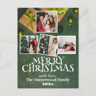 Cartes Pour Fêtes Annuelles Simple élégante Joie de Noël Famille Photo Collage