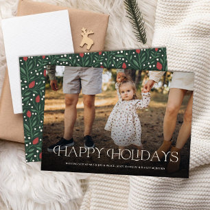Cartes Pour Fêtes Annuelles Simple élégante Joyeuses Vacances Florales Retour