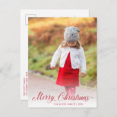 Cartes Pour Fêtes Annuelles Simple élégante Rouge Script moderne Noël (Devant / Derrière)