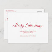 Cartes Pour Fêtes Annuelles Simple élégante Rouge Script moderne Noël (Devant / Derrière)