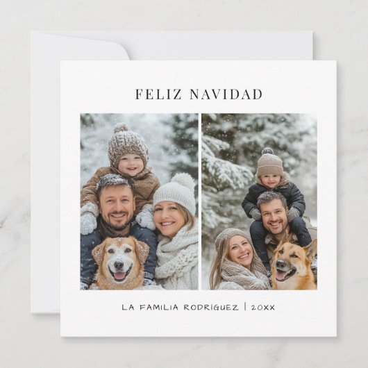 Cartes Pour Fêtes Annuelles Simple espagnol Noël 2 Photo Feliz Navidad (Devant)