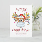 Cartes Pour Fêtes Annuelles Simple et amusant Christ-Mask Reindeer Salutation (Debout devant)