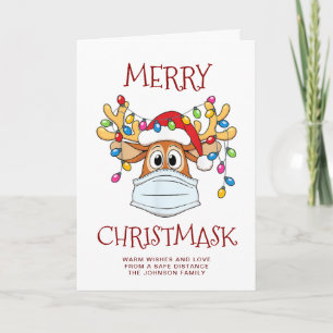 Cartes Pour Fêtes Annuelles Simple et amusant Christ-Mask Reindeer Salutation