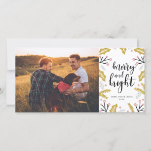 Cartes Pour Fêtes Annuelles Simple et brillant   LGBT Photo Holiday Card