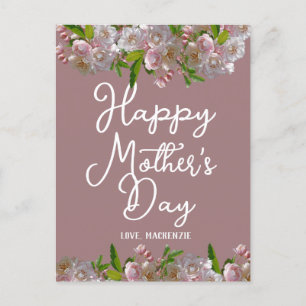 Cartes Pour Fêtes Annuelles Simple et chic Pink Floral Mère Days cadeau