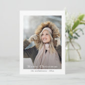 Cartes Pour Fêtes Annuelles Simple et élégant Bleu Joyeux Noël Photo (Debout devant)