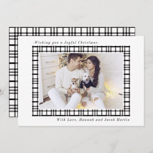 Cartes Pour Fêtes Annuelles Simple et festif Rustique Plaid Photo Noël (Devant / Derrière)