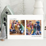 Cartes Pour Fêtes Annuelles Simple et minimaliste, deux photos carrées en blan<br><div class="desc">Cette belle carte de vacances présente un espace pour deux photos et une esthétique moderne minimaliste en noir et blanc. Tout le texte est personnalisable afin que vous puissiez facilement modifier les vœux de vacances.</div>