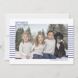 Cartes Pour Fêtes Annuelles Simple et moderne Hanukkah rayé bleu et blanc