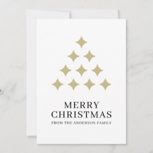 Cartes Pour Fêtes Annuelles Simple étoile arbre blanc Joyeux Noël