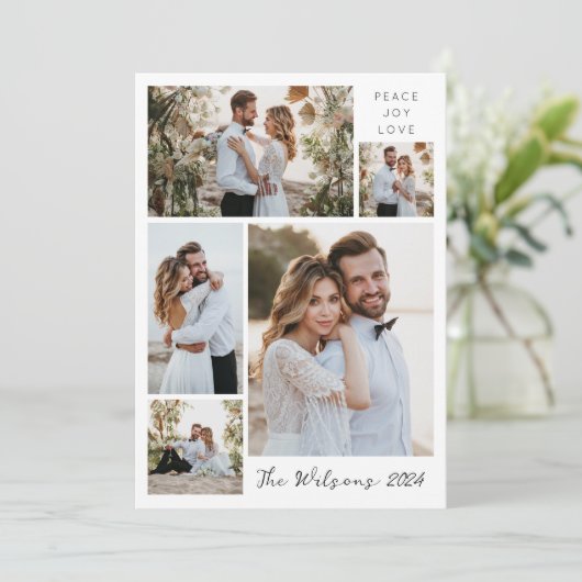 Cartes Pour Fêtes Annuelles Simple Famille 5 Photo Collage Félicitations aux j (Debout devant)