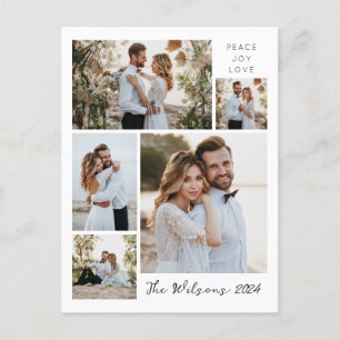 Cartes Pour Fêtes Annuelles Simple Famille 5 Photo Collage Nouveaux Mariés Car