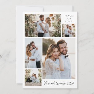 Cartes Pour Fêtes Annuelles Simple Family 5 Photo Collage Nouveaux messages de