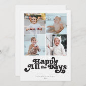 Cartes Pour Fêtes Annuelles Simple Fête Quatre Photo Noir Blanc (Devant / Derrière)