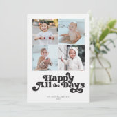 Cartes Pour Fêtes Annuelles Simple Fête Quatre Photo Noir Blanc (Debout devant)