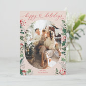 Cartes Pour Fêtes Annuelles Simple feuillage rose blush Photo  (Debout devant)