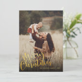 Cartes Pour Fêtes Annuelles Simple Gold Foil Script Joyeux Noël 2 Photo (Debout devant)