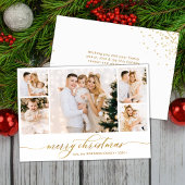 Cartes Pour Fêtes Annuelles Simple Gold Script 5 Photo Collage Noël