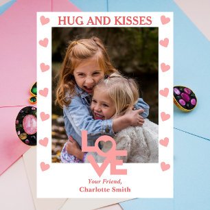 Cartes Pour Fêtes Annuelles Simple Hug et baisers photo valentines de classe